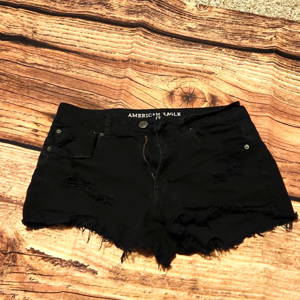 American Eagle Outfitters black fringe shorts size 12